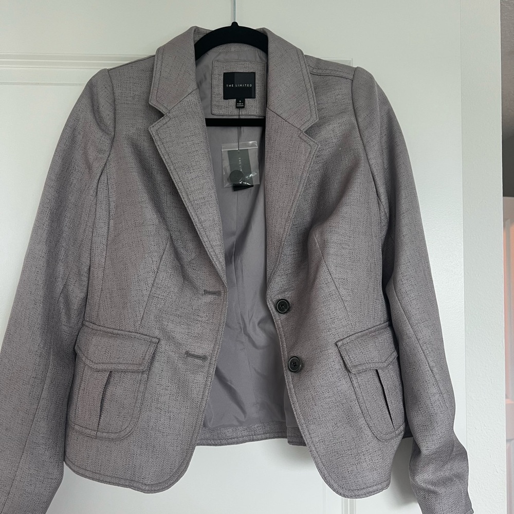 The Limited Gray Blazer with Notched Lapels and Tailored Fit